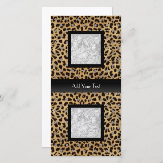 Photo Card Leopard Animal Look Elegant Black (Front/Back)