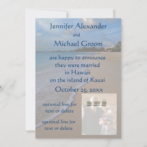 Photo Card Marriage Announcement Pretty Beach