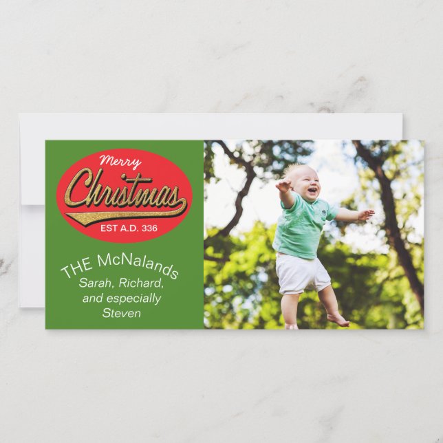 Photo Card Retro "Merry Christmas EST A.D. 336" (Front)