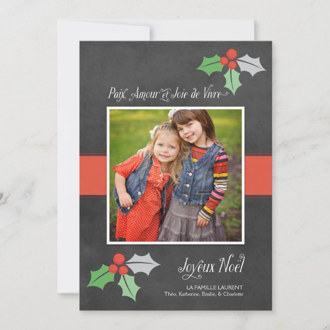 Photo Cartes de Noël | Paix Amour et Joie Holiday Card (Front)