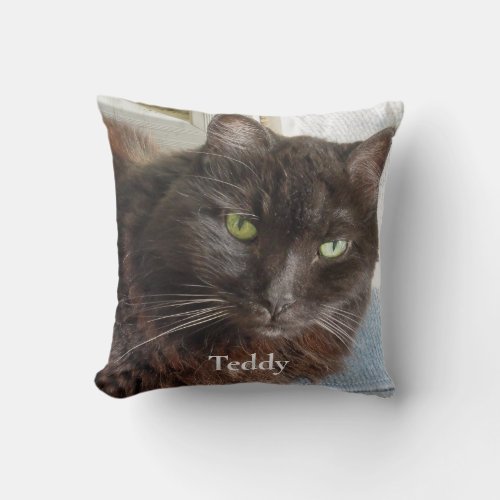 Photo Cat Personalized Name  Throw Pillow