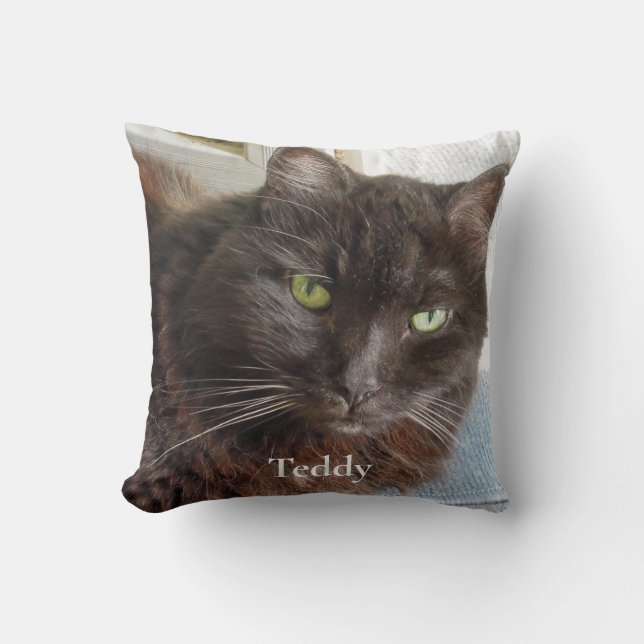Photo Cat Personalized Name  Throw Pillow (Front)