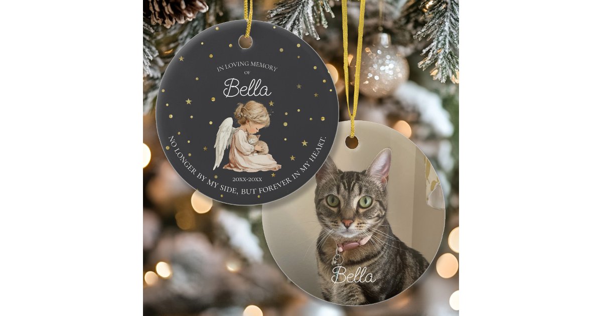 Photo Cat Pet Memorial Ceramic Ornament | Zazzle