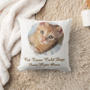 Photo Cat Text, Replaceable, Funny Throw Pillow