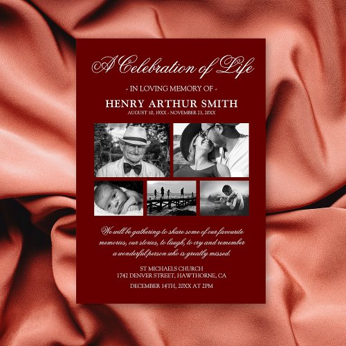 Photo Celebration of Life Funeral Invitation