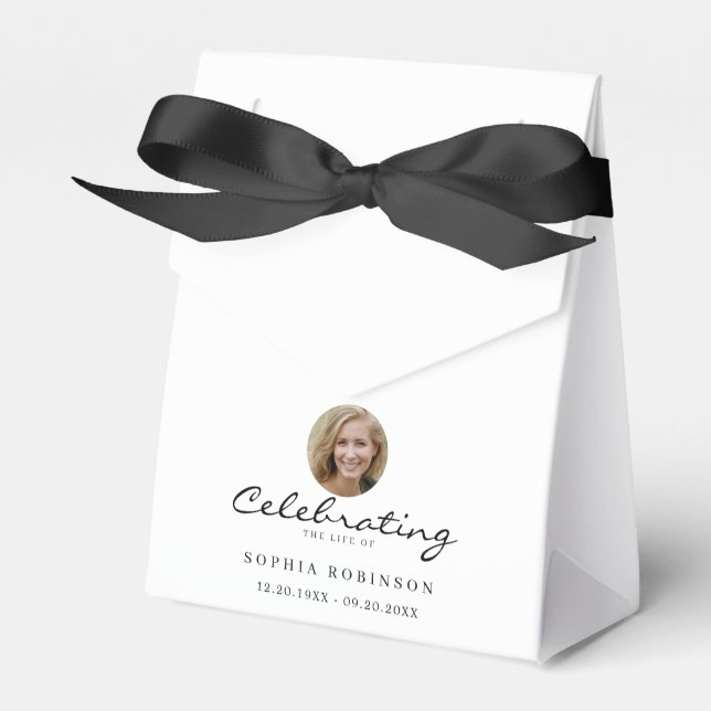 Photo Celebration of Life Funeral Memorial Favor Boxes (Front Side)