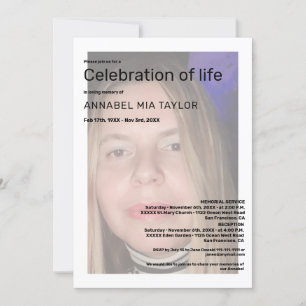 Photo Celebration of life Funeral Memorial Invitation