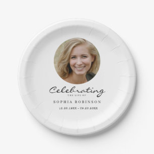 Photo Celebration of Life Funeral Memorial Paper Plates