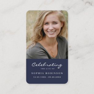 Photo Celebration of Life Funeral Prayer Blue Card