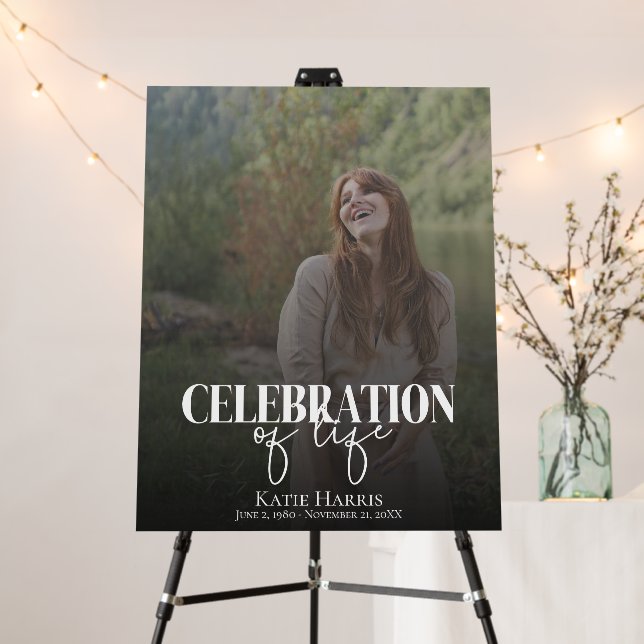 Photo Celebration of Life Funeral Sign (In Situ (Stand))