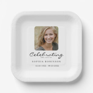 Photo Celebration of Life Memorial Funeral Paper Plates