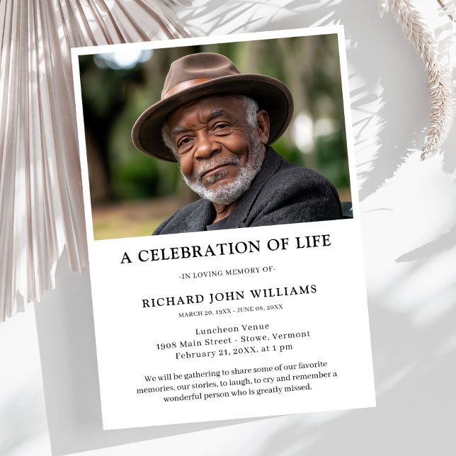 Photo Celebration of Life Memorial Invitation (Photo Celebration of Life Invitation)