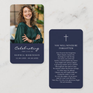 Photo Celebration of Life Modern Prayer Blue Card