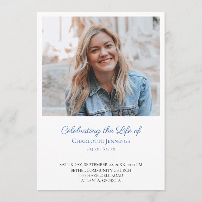 Photo Celebration of Life Order of Service Program (Front)