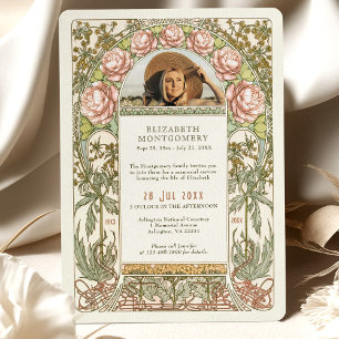 Photo Celebration of Life Peonies by Mucha Invitation
