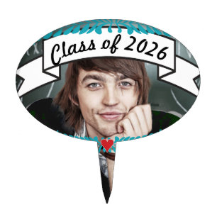 Photo Chalkboard Typography Graduations Class of Cake Topper