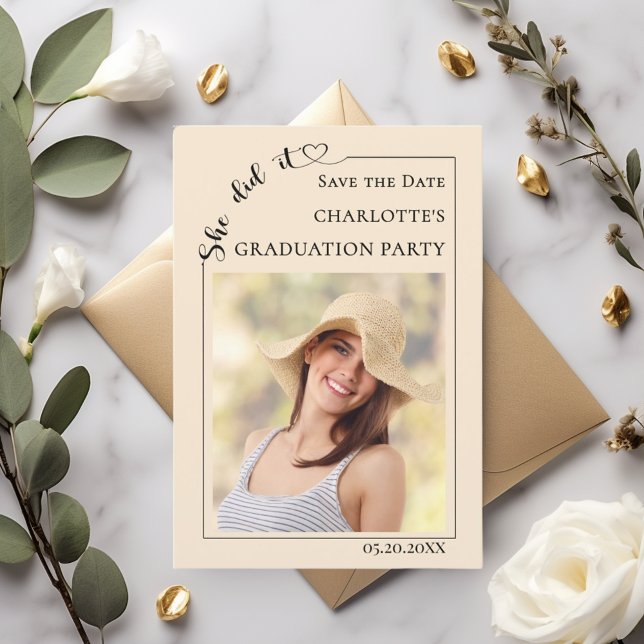 Photo Champagne Graduation party Save the Date (Creator Uploaded)