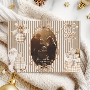 Photo Champagne Ribbon Christmas Holiday Card