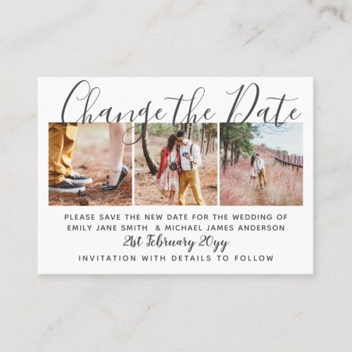 PHOTO CHANGE THE DATE Small Elegant Wedding Calling Card