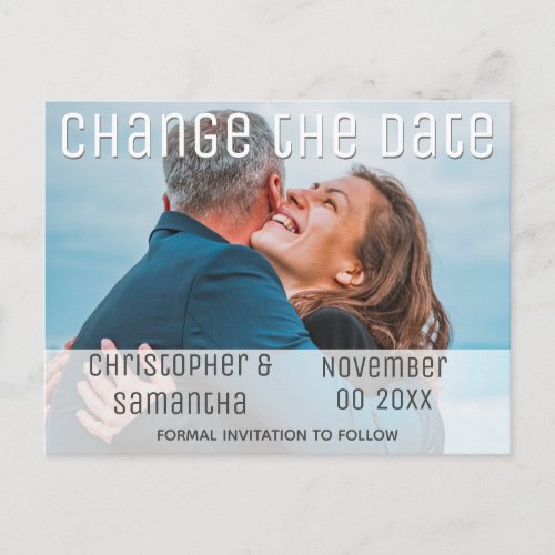 Photo change the date wedding renewal of vows announcement postcard
