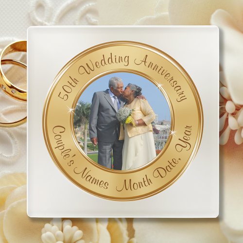 Photo Cheap 50th Anniversary Gifts Buy 1 or Set Glass Coaster