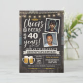 Photo Cheers and Beers 40th Birthday Invitation (Standing Front)