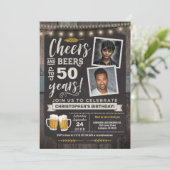 Photo Cheers and Beers 50th Birthday Invitation (Standing Front)