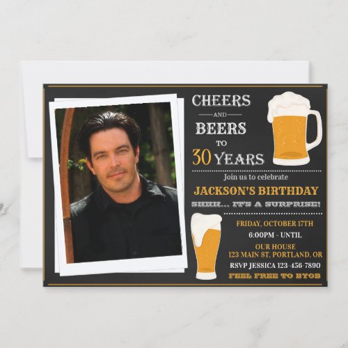 Photo Cheers and beers invitation Adult birthday