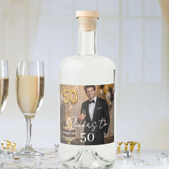 Photo cheers birthday party liquor bottle label (Creator Uploaded)