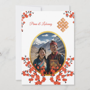 Photo Cherry Blossom Tibetan Wedding Invitation