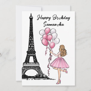 Photo Chic Eiffel Tower, Balloons Paris Birthday Card