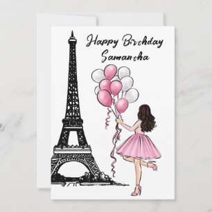 Photo Chic Eiffel Tower, Balloons Paris Birthday Card