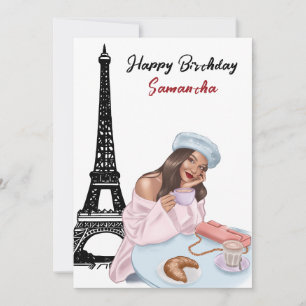 Photo Chic Eiffel Tower, Balloons Paris Birthday Card
