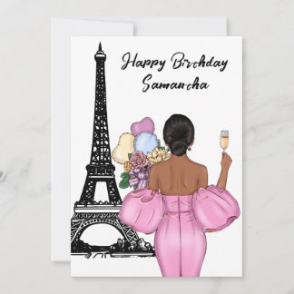 Photo Chic Eiffel Tower Pink Girl Paris Birthday Card