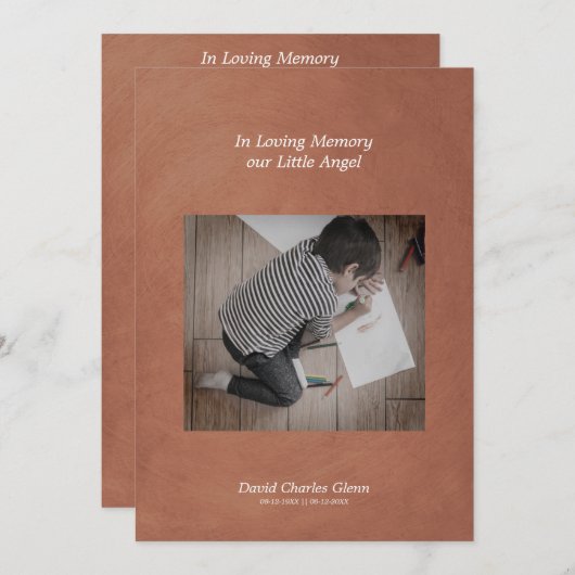 Photo Child Remembering Brown Faux Metallic Effect (Front/Back)