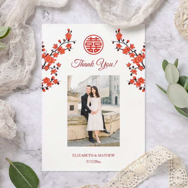  Photo Chinese American Wedding Thank You Card (Creator Uploaded)