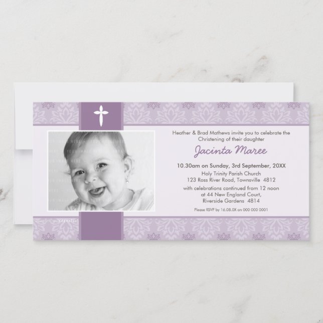 PHOTO CHRISTENING INVITATIONS :: pretty 5L (Front)