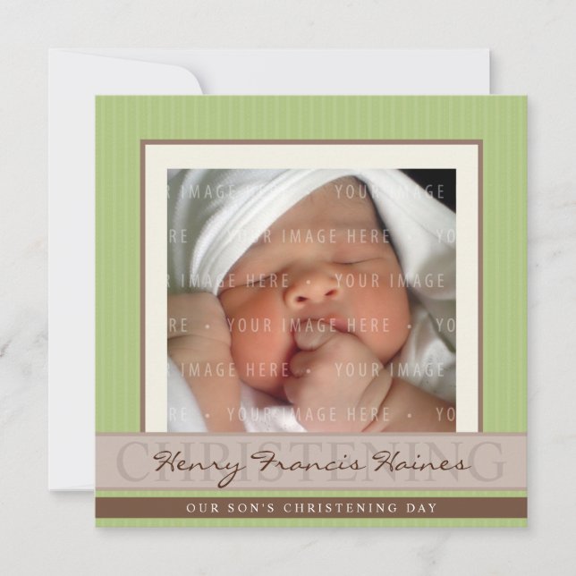 PHOTO CHRISTENING INVITES :: elegance 9SQ (Front)