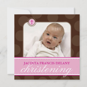 PHOTO CHRISTENING INVITES :: polkadot 3SQ