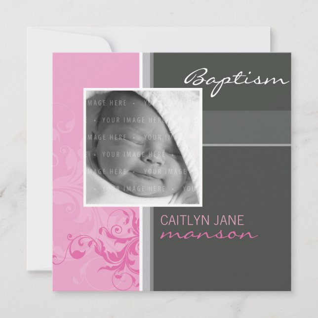 PHOTO CHRISTENING INVITES :: posh 2SQ (Front)