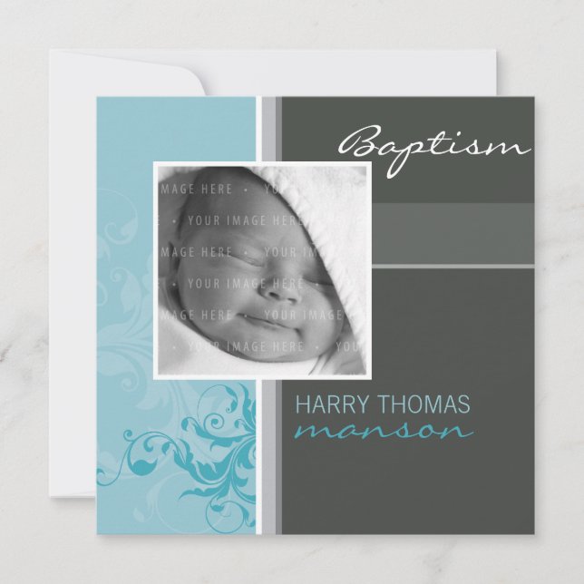 PHOTO CHRISTENING INVITES :: posh 5SQ (Front)
