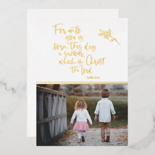 Photo Christian Based Gold Foil Christmas Card