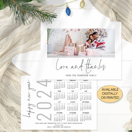 Photo Christmas 2024 Calendar Script Love Thanks  Card