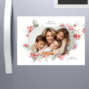 photo christmas botanical magnetic holiday card
