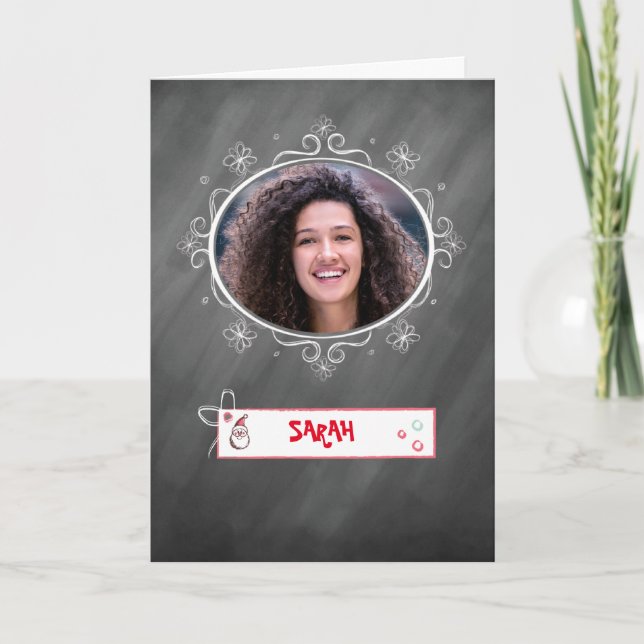 Photo Christmas Card, Chalkboard Look, Customize Card (Front)