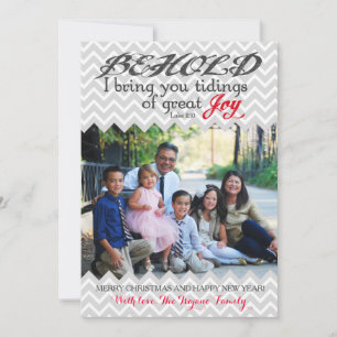 Photo Christmas Card Christian Bible Verse chevron