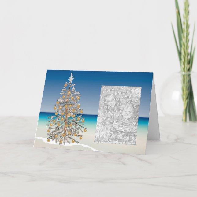 Photo Christmas Card-Christmas on the Beach Holiday Card (Front)