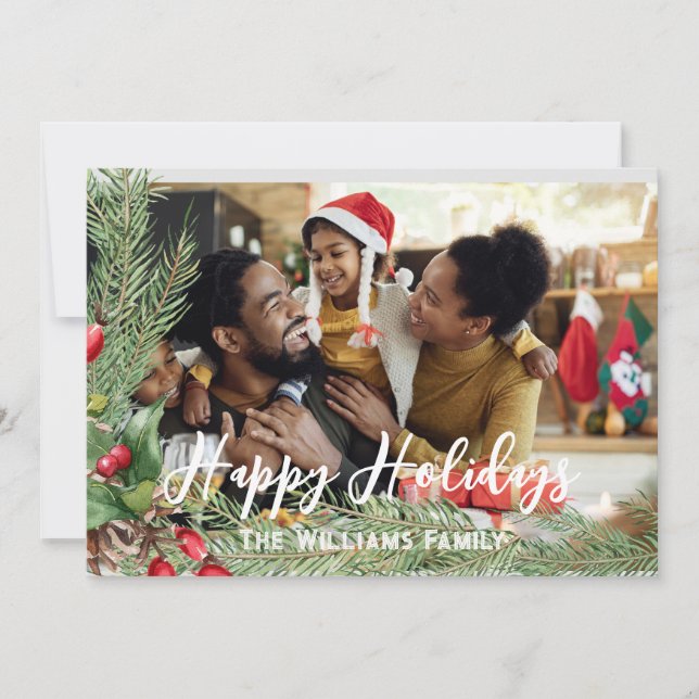 Photo Christmas Card Double Sided Modern Holiday (Front)