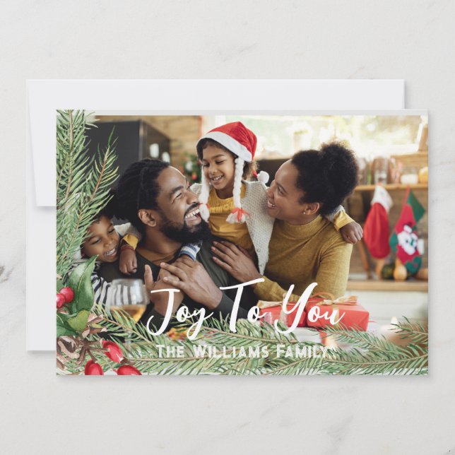 Photo Christmas Card Double Sided Modern Holiday (Front)