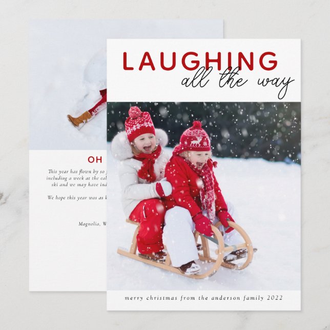 Photo Christmas Card | Laughing All the Way (Front/Back)